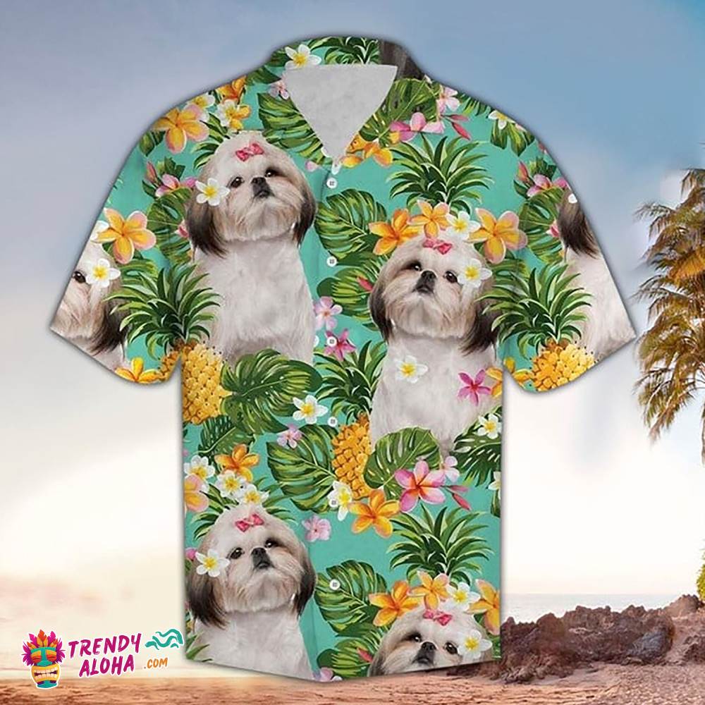 Shih Tzu Hawaiian Shirt Shih Tzu Pineapple Hawaiian Aloha Beach Shirt