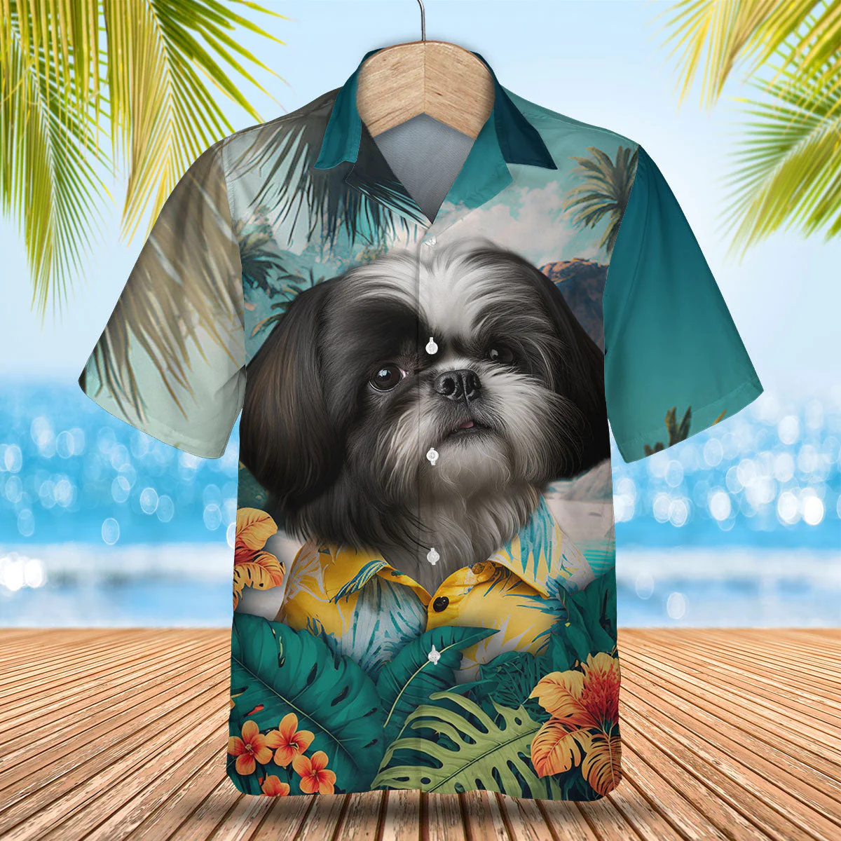 Shih Tzu Imperial Grace Highlighted In 3D Hawaiian Tropical Shirt Shih Tzu Imperial Grace Highlighted In 3D Hawaiian Tropical Shirt