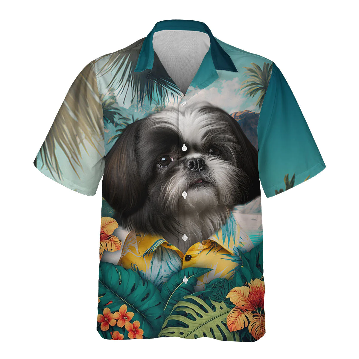 Shih Tzu Imperial Grace Highlighted In 3D Hawaiian Tropical Shirt