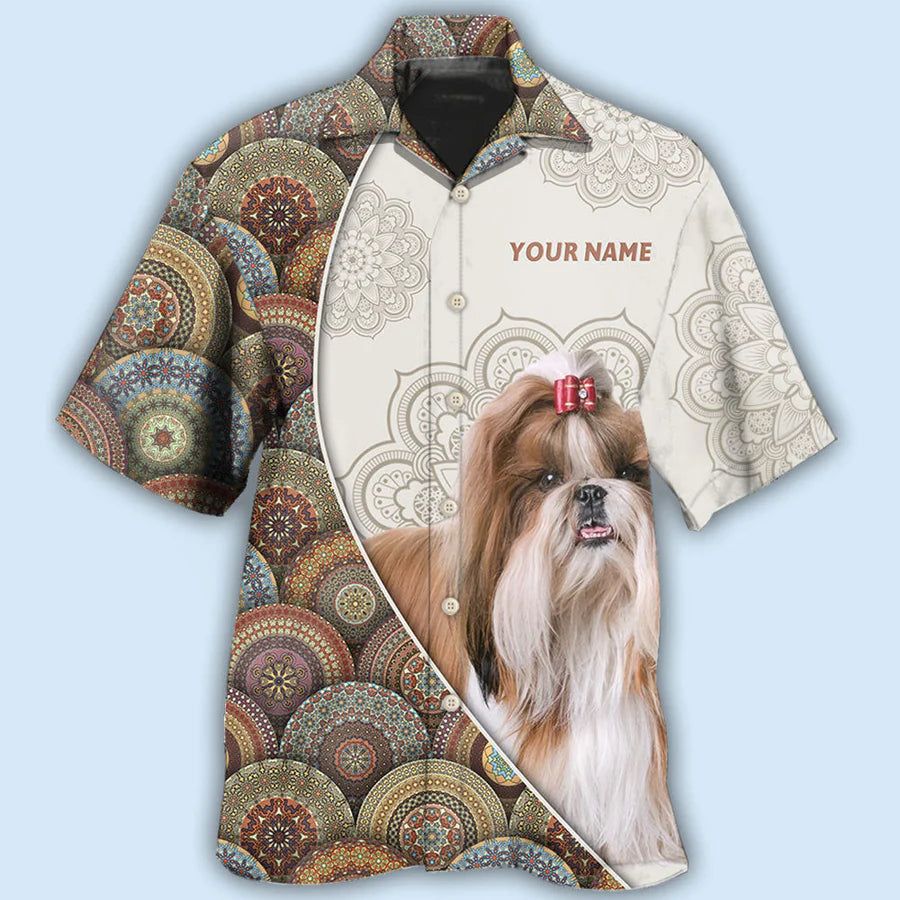 Shih Tzu Mandala Art Pattern Personalized Hawaiian Shirt Shih Tzu Mandala Art Pattern Personalized Hawaiian Shirt
