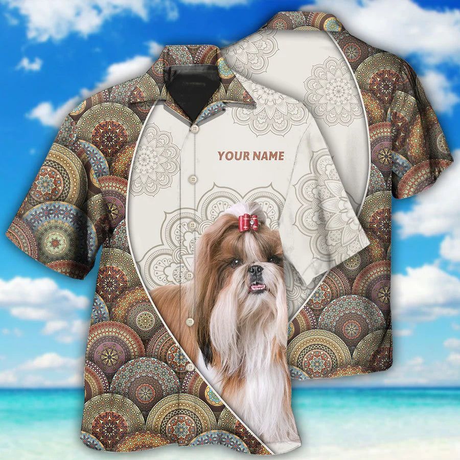 Shih Tzu Mandala Art Pattern Personalized Hawaiian Shirt