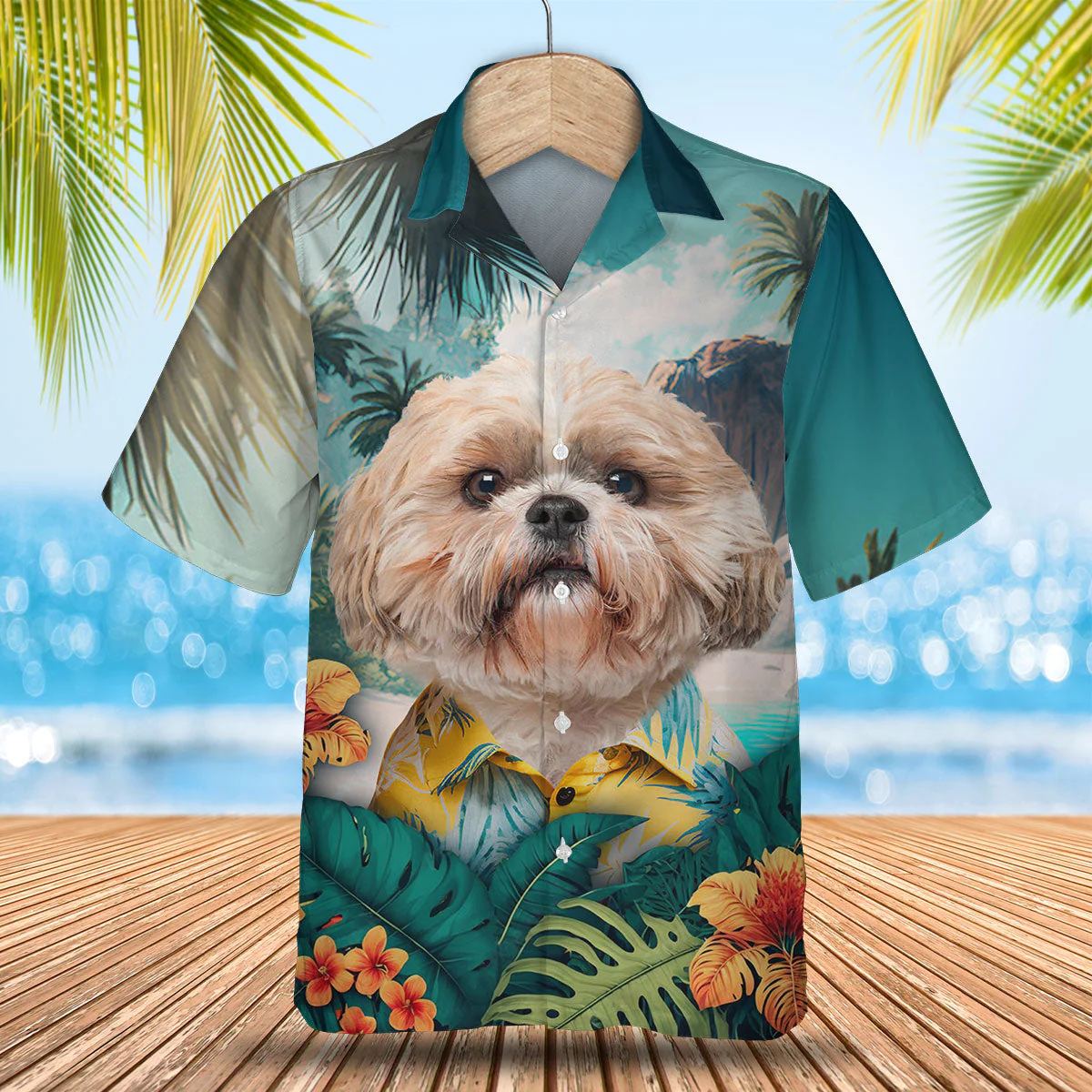 Shih Tzu Royal Locks Showcased In 3D Hawaiian Tropical Shirt Shih Tzu Royal Locks Showcased In 3D Hawaiian Tropical Shirt