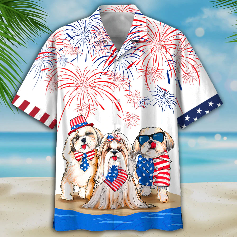Shih Tzu Trendy Hawaiian Shirts Independence Day Is Coming, Usa Patriotic Trendy Hawaiian Shirt Shih Tzu Trendy Hawaiian Shirts Independence Day Is Coming, Usa Patriotic Trendy Hawaiian Shirt