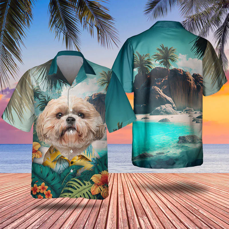 Shih Tzu Tropical Trendy Hawaiian Shirt, Dog Lover Trendy Hawaiian Shirt, Summer Gift For Men And Women Shih Tzu Tropical Trendy Hawaiian Shirt, Dog Lover Trendy Hawaiian Shirt, Summer Gift For Men And Women