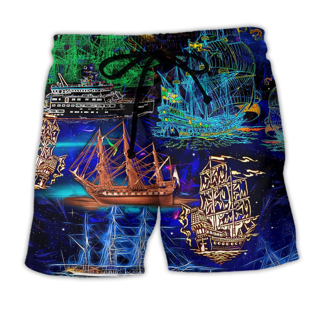 Ship Life Is An Ocean And You’Re Ship Neon Color Trendy Aloha Hawaiian Beach Shorts Ship Life Is An Ocean And You’Re Ship Neon Color Trendy Aloha Hawaiian Beach Shorts