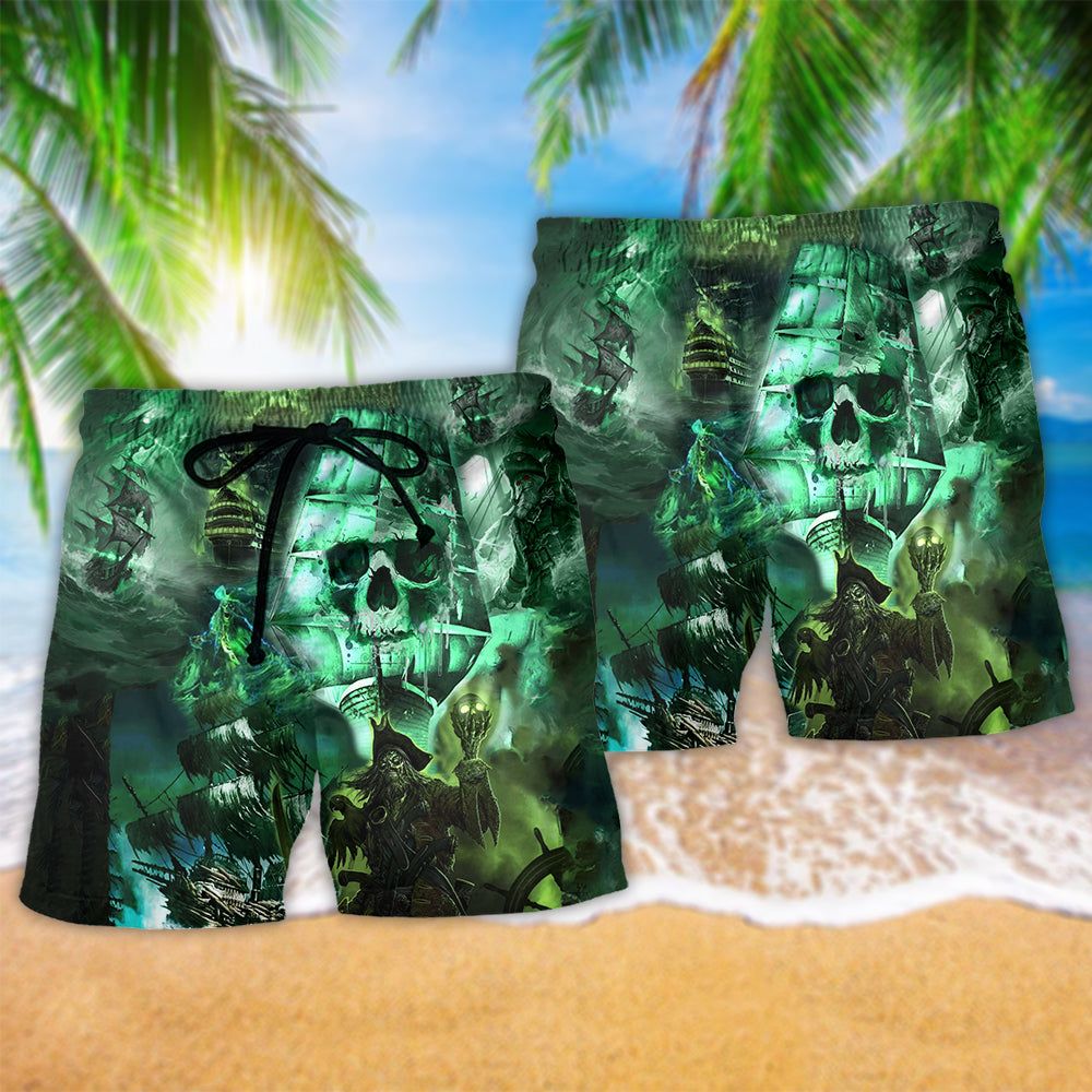 Ship Mystery Of Ghost ShipTrendy Aloha Hawaiian Beach Shorts