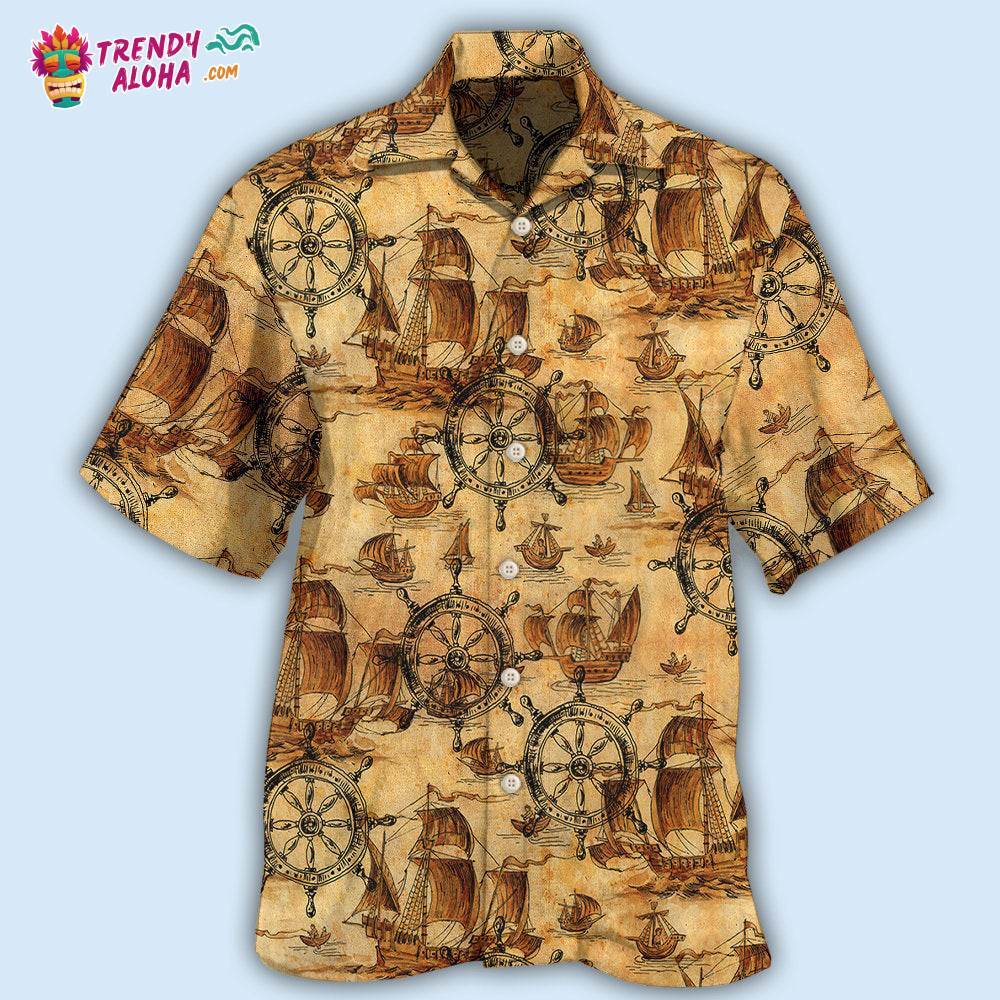 Ship Wheel Sea Vintage Style Hawaiian Shirt – Trendy Aloha
