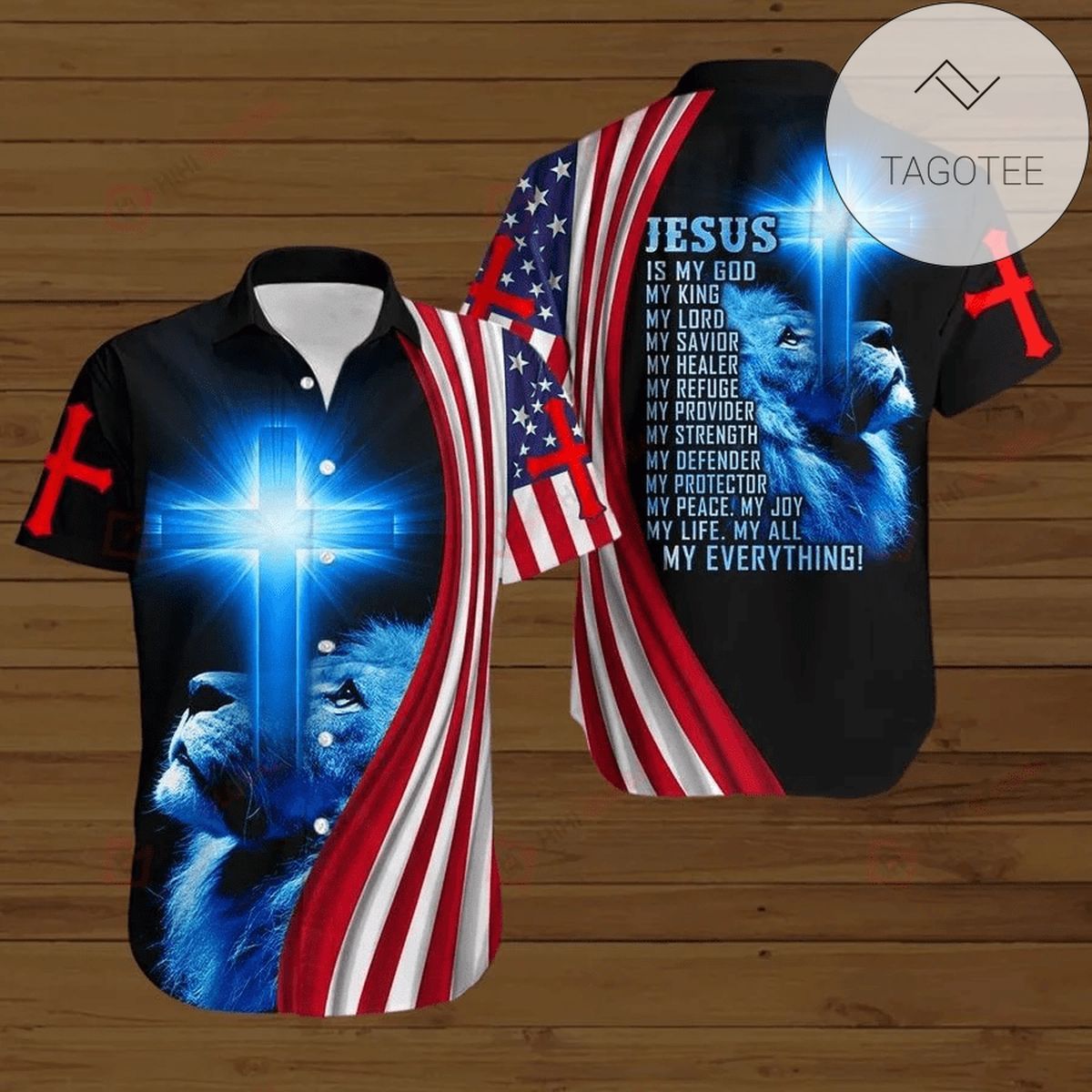 Shirts Jesus Is My Life American Flag Lion Hawaiian Shirt