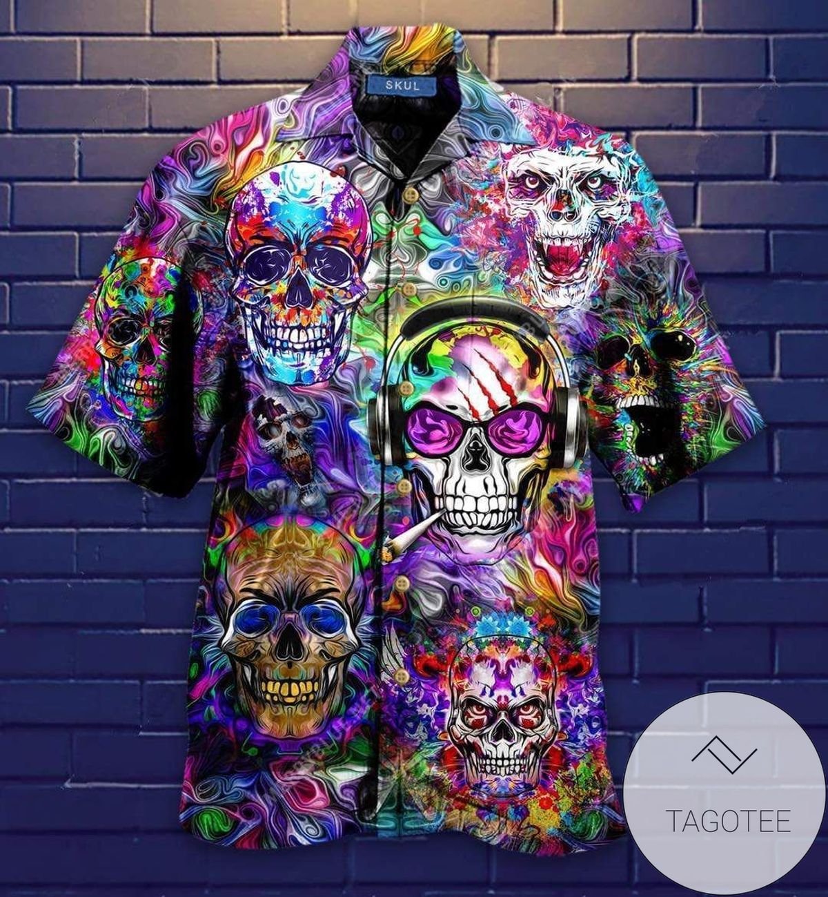 Shop Awesome Colorful Skull Unisex Hawaiian Shirts