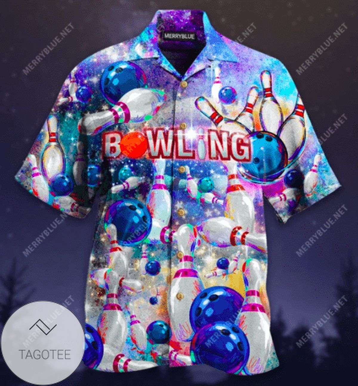 Shop Cool Blue This Is My Lucky Bowling Unisex Hawaiian Shirts