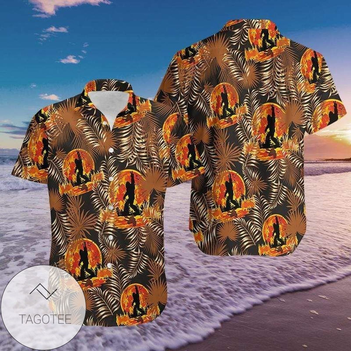 Shop Hawaiian Shirt Bigfoot Under Red Moon Unique Tropical Elegance