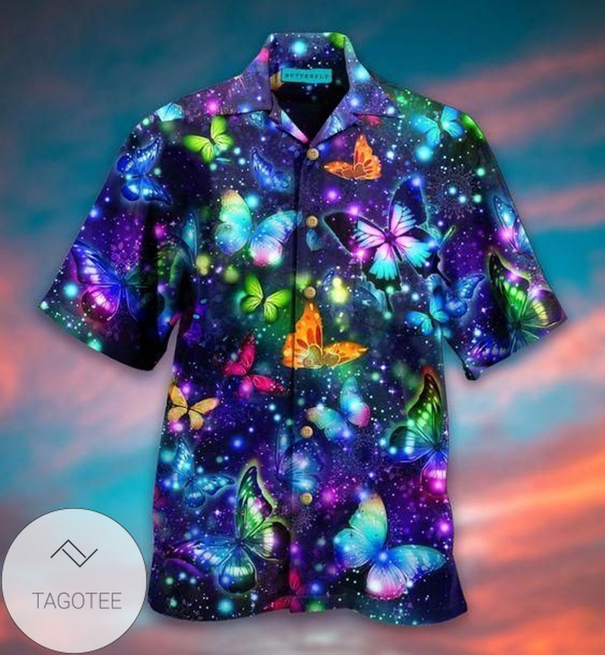 Shop Hawaiian Shirt Elegance Design Celebrating Colorful Butterflies Theme