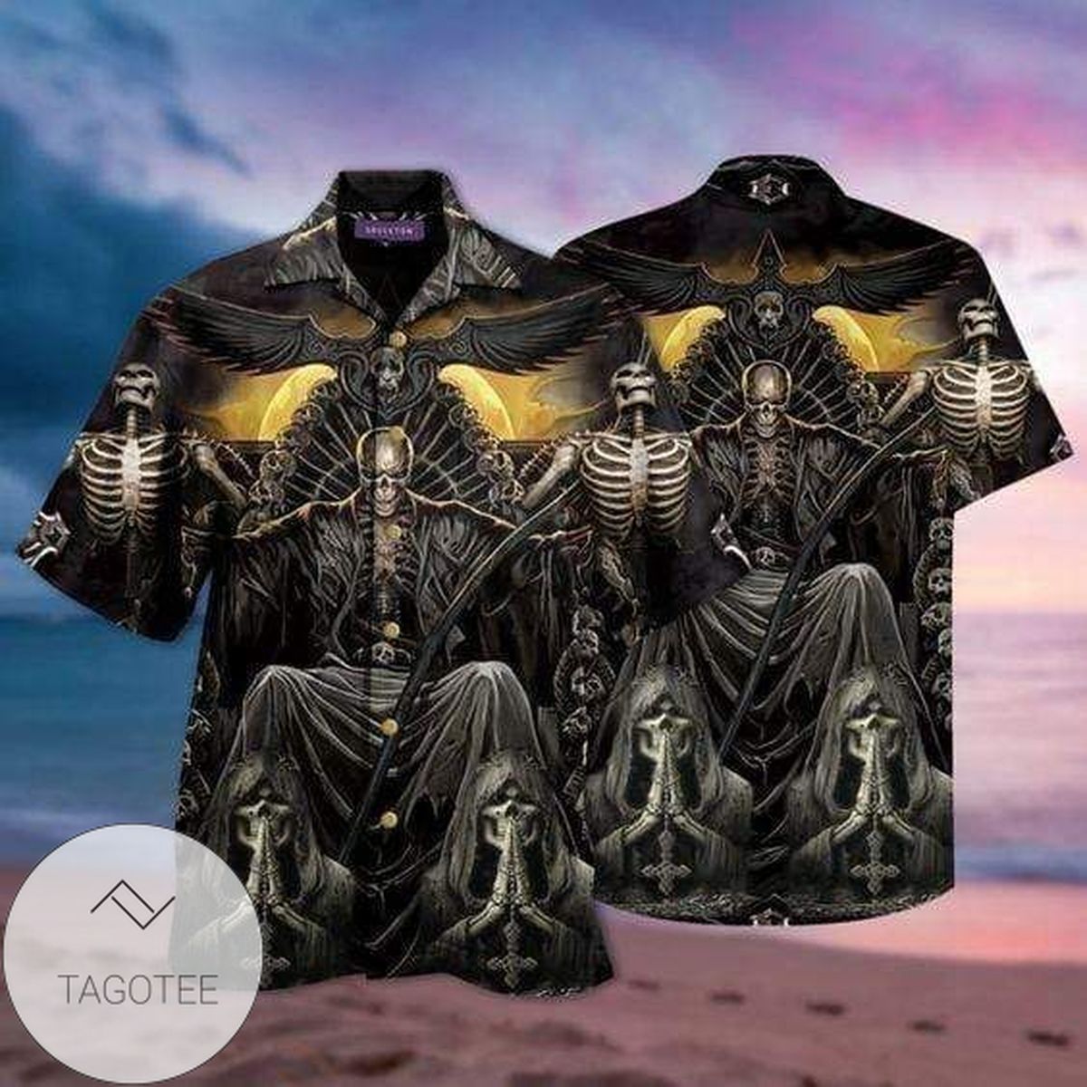 Shop Hawaiian Shirt Grim Reaper Dark Skull Elegance Exclusive Design