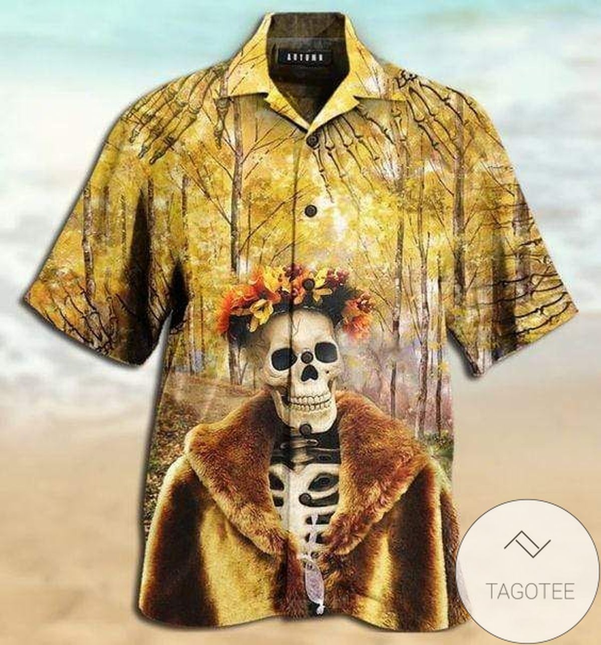 Shop Hawaiian Shirts Amazing Skeleton In Autumn