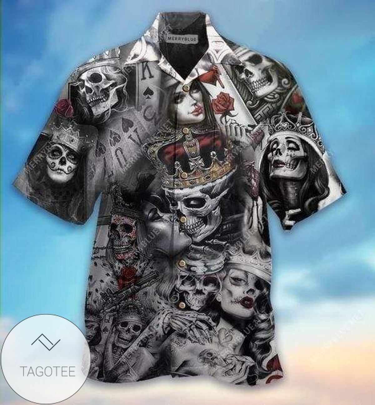 Shop Hawaiian Shirts Love Is Blind Poker Skull