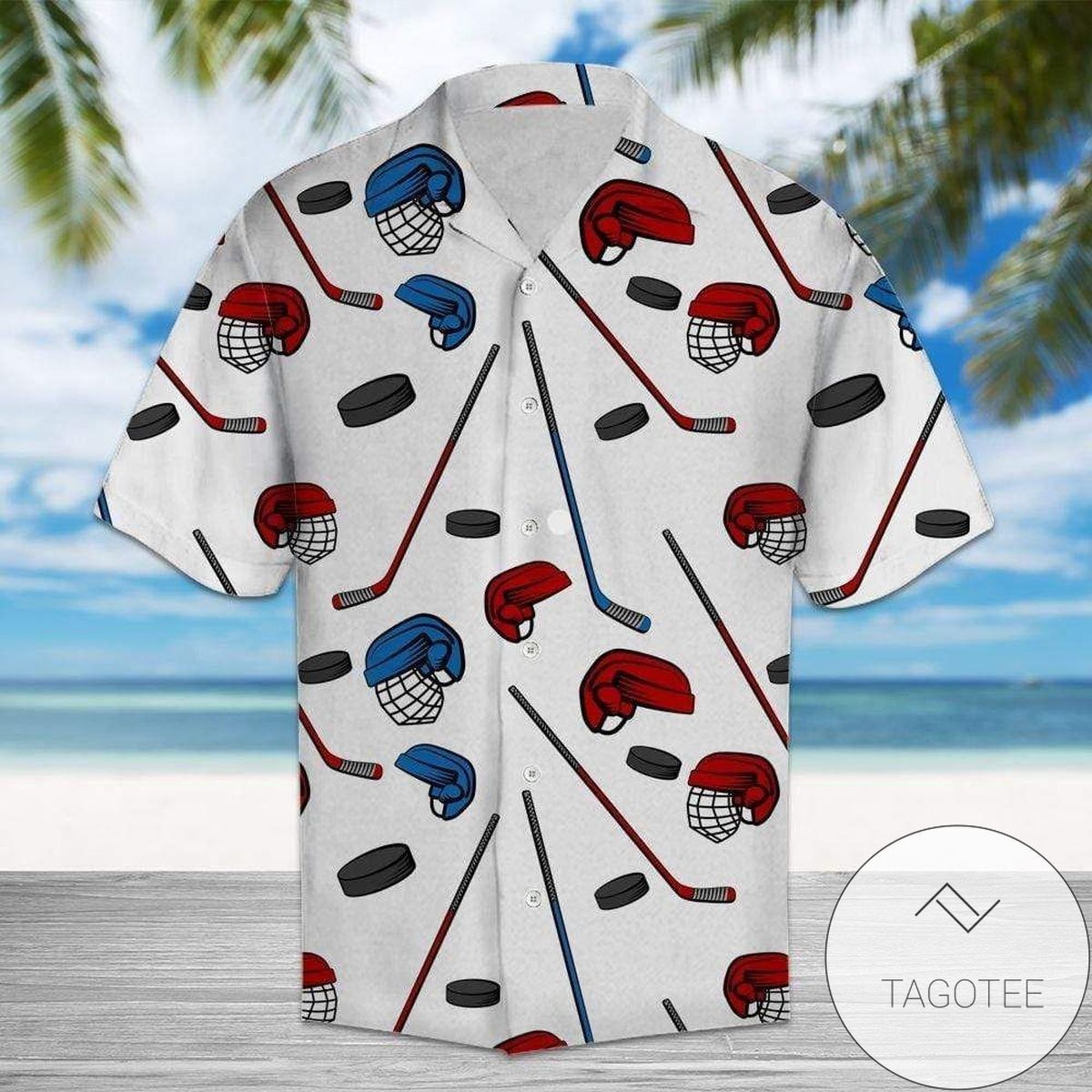 Shop Hockey Game Strong Summer Vibe Hawaiian Shirts