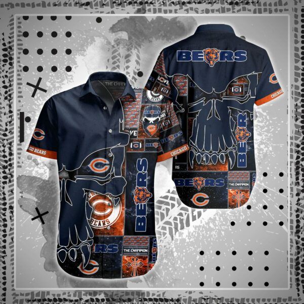 Short Skull All Over Print: NFL Chicago Bears Hawaiian Style Shirt