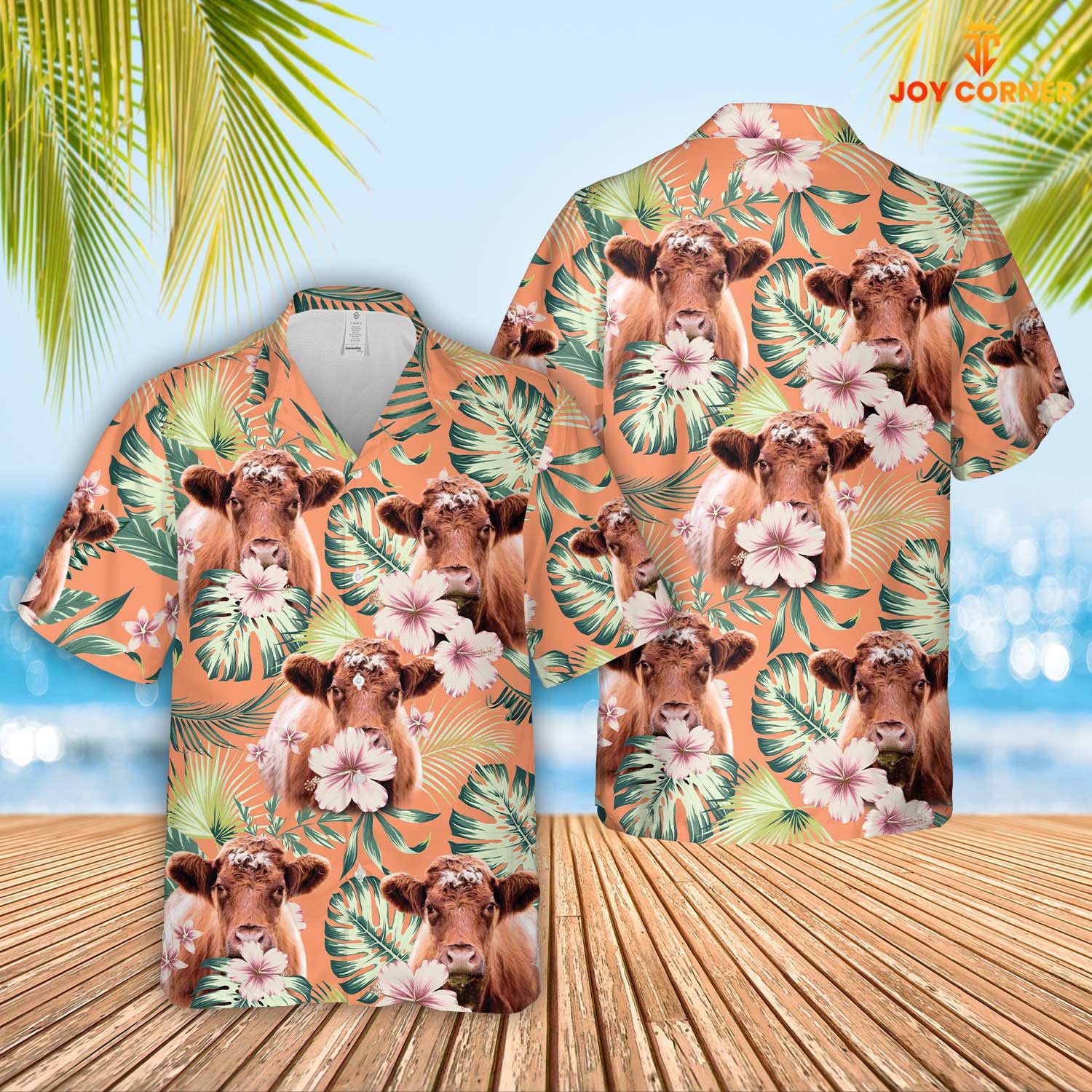 Shorthorn Basking In Summertime Florals Hawaiian Shirt Vibrant Display