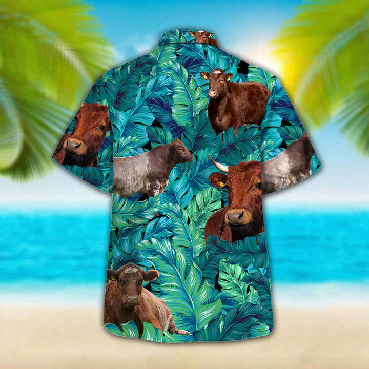 Shorthorn Cattle Lovers Trendy Hawaiian Shirt, Cow Aloha Shirt, Summer Short Sleeve Hawaiian Aloha Shirt For Men, Women