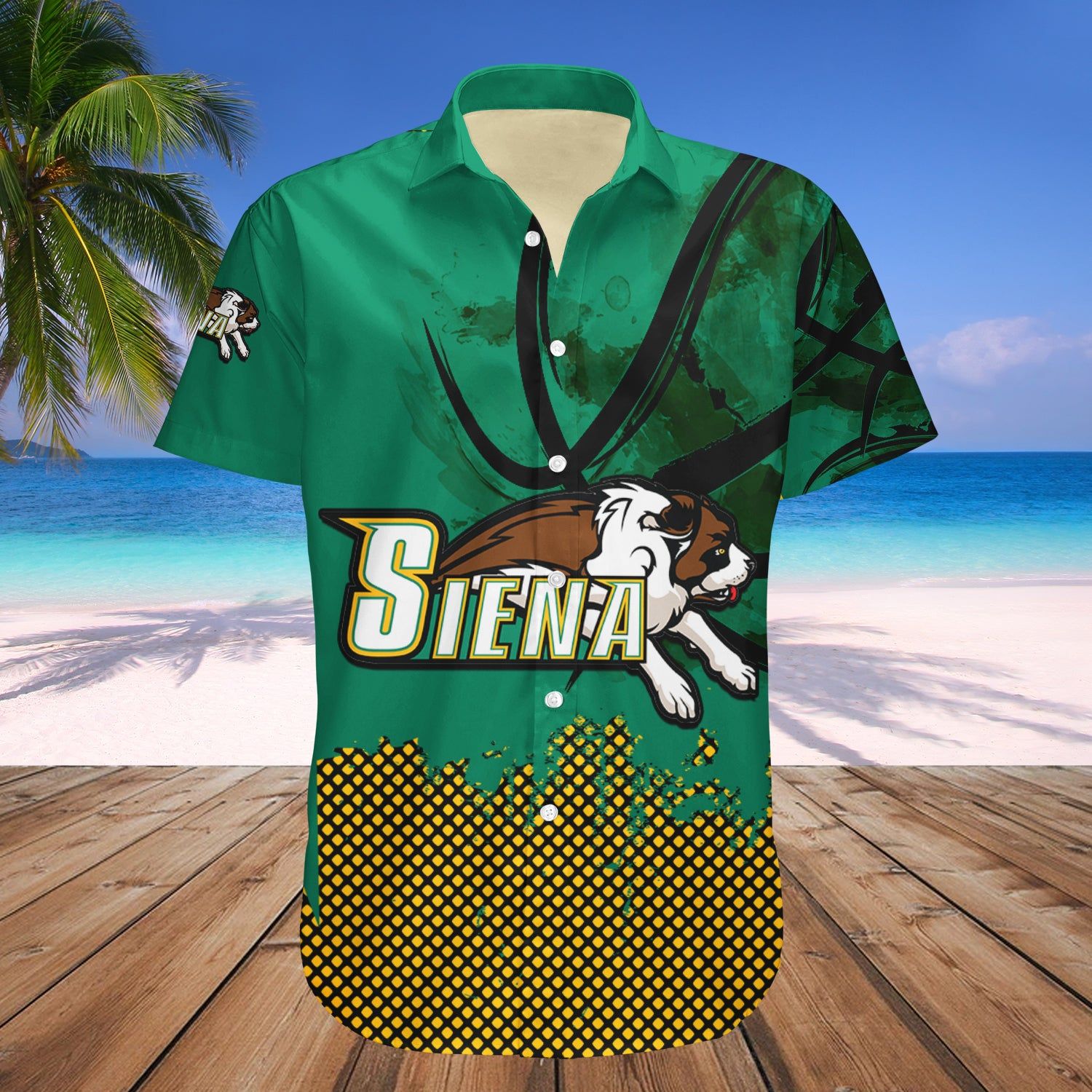 Siena Saints Hawaii Shirt Basketball Net Grunge Pattern – NCAA