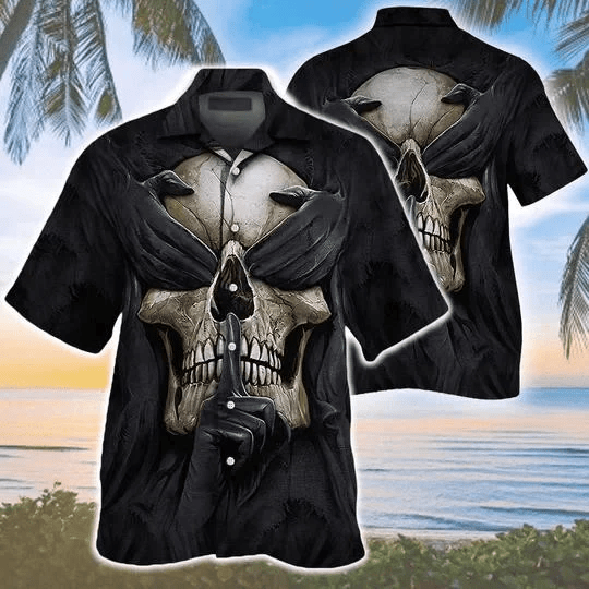 Silence Tattoo Skull Art Horror Themed Trendy Hawaiian Shirt