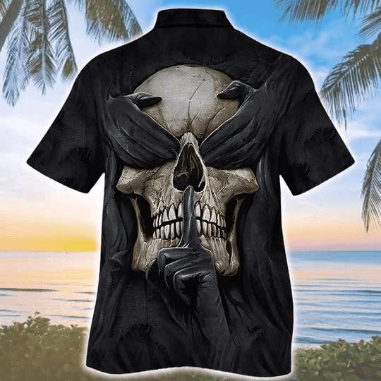 Silence Tattoo Skull Art Horror Themed Trendy Hawaiian Shirt