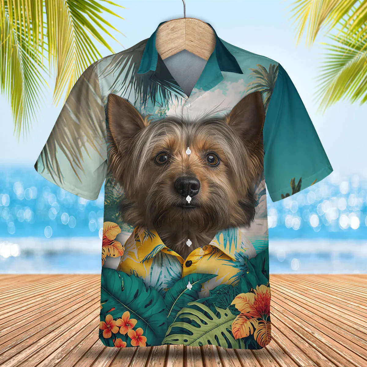 Silky Terrier 3D Tropical Trendy Hawaiian Shirt, Dog Lover Trendy Hawaiian Shirt, Summer Trendy Hawaiian Shirt For Men And Women