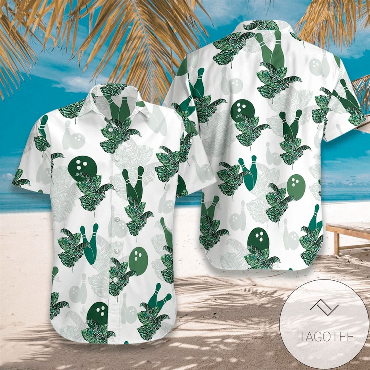 Simple Bowling Green White Tropical Unisex Hawaiian Shirts
