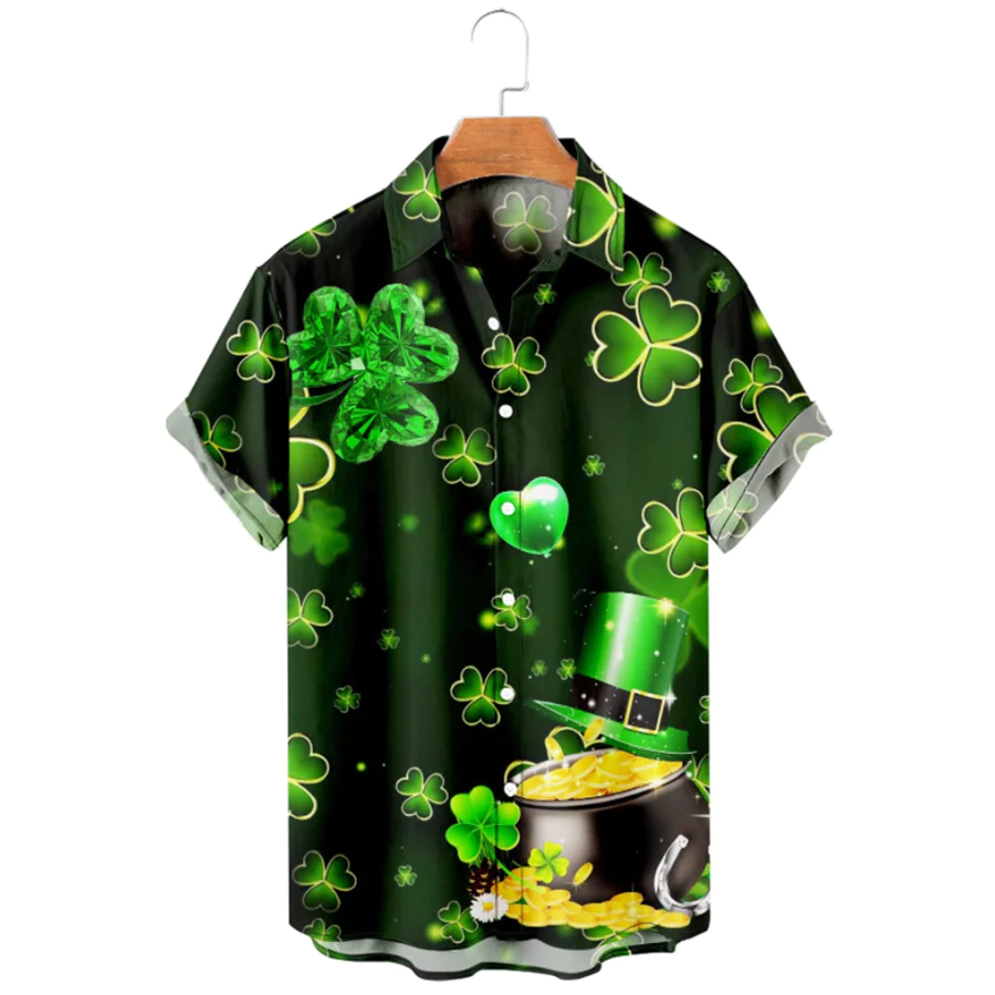 Simple St. Patrick’s Trendy Hawaiian Shirt, St. Patrick’s Day 3D Shirt, Shamrock Trendy Hawaiian Shirt
