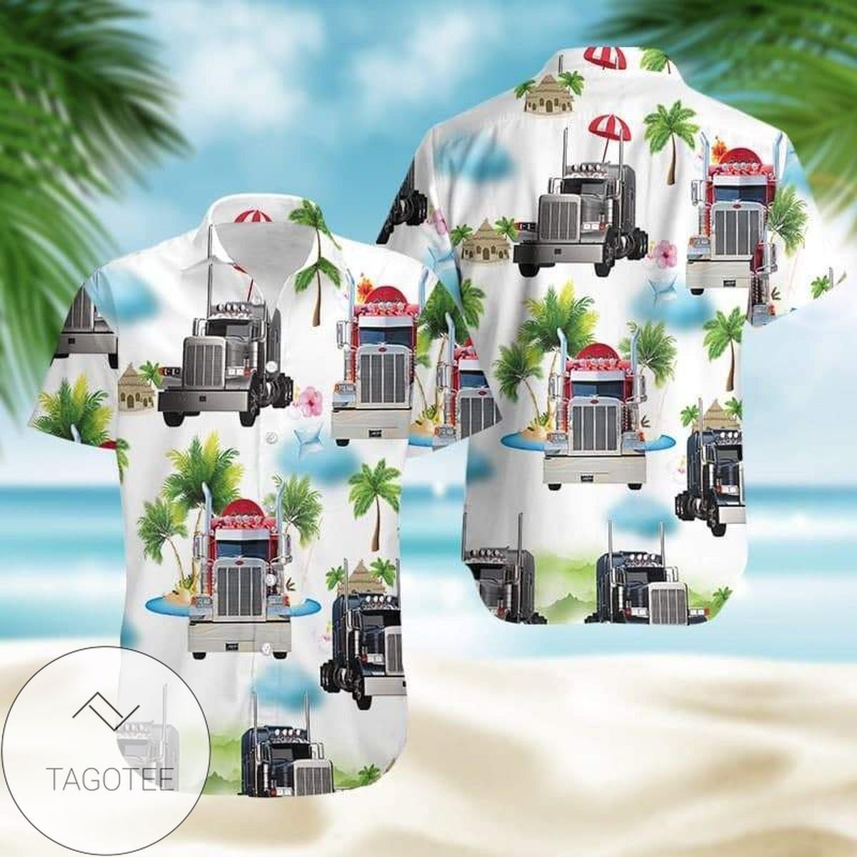 Simple Truck White Design 13-1 Elegance Hawaiian Shirt Tropical Collection