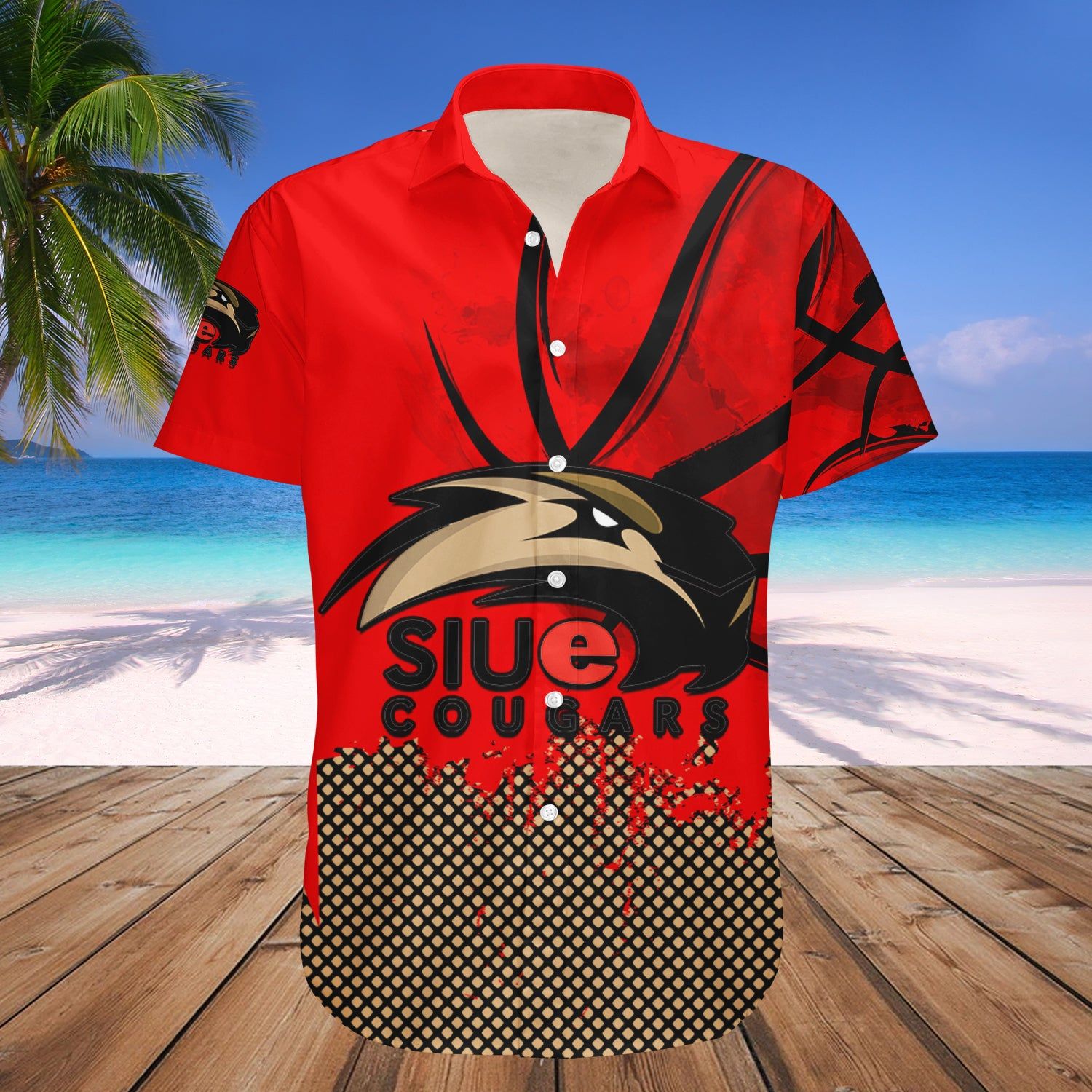 Siu Edwardsville Cougars Hawaii Shirt Basketball Net Grunge Pattern – NCAA