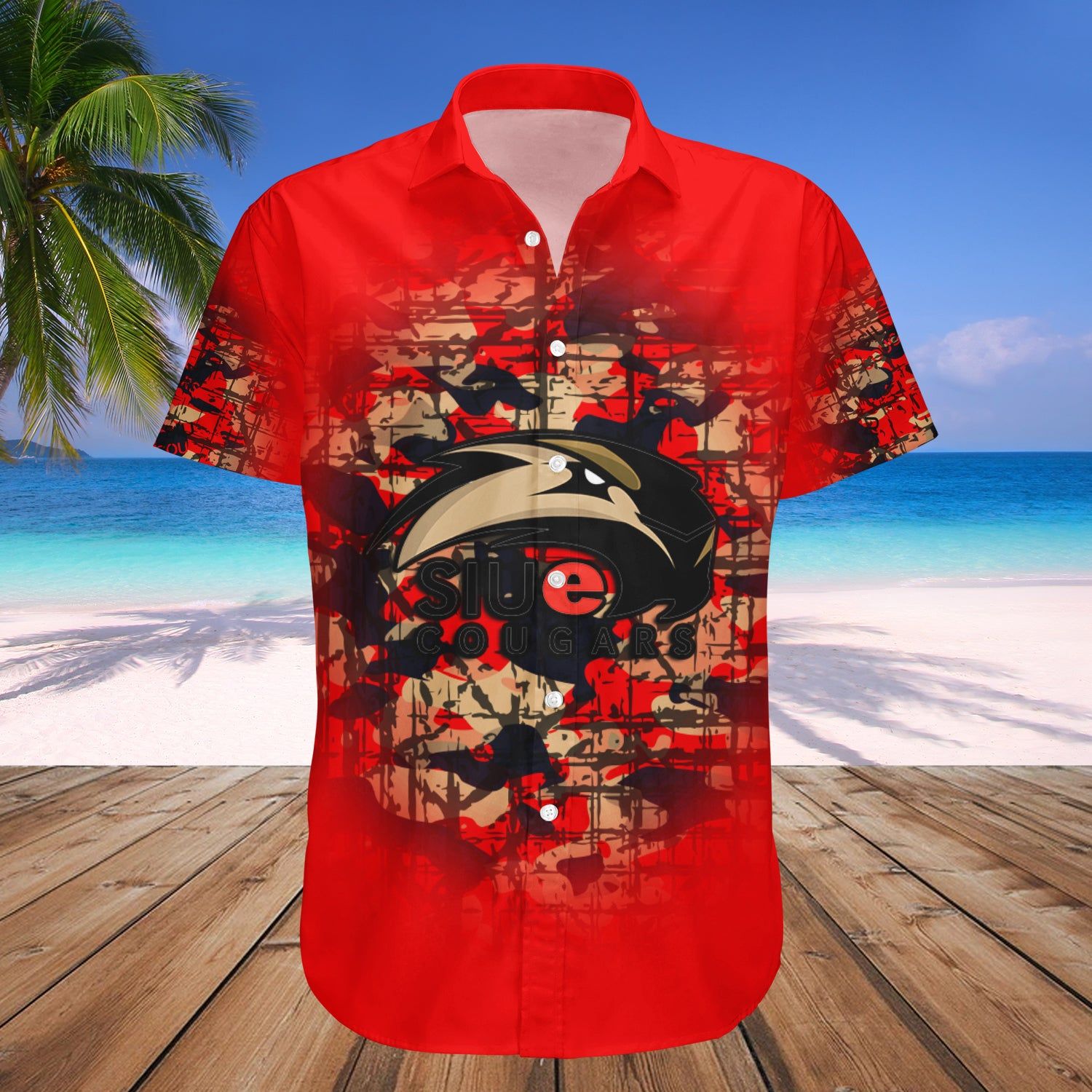 Siu Edwardsville Cougars Hawaii Shirt Camouflage Vintage – NCAA