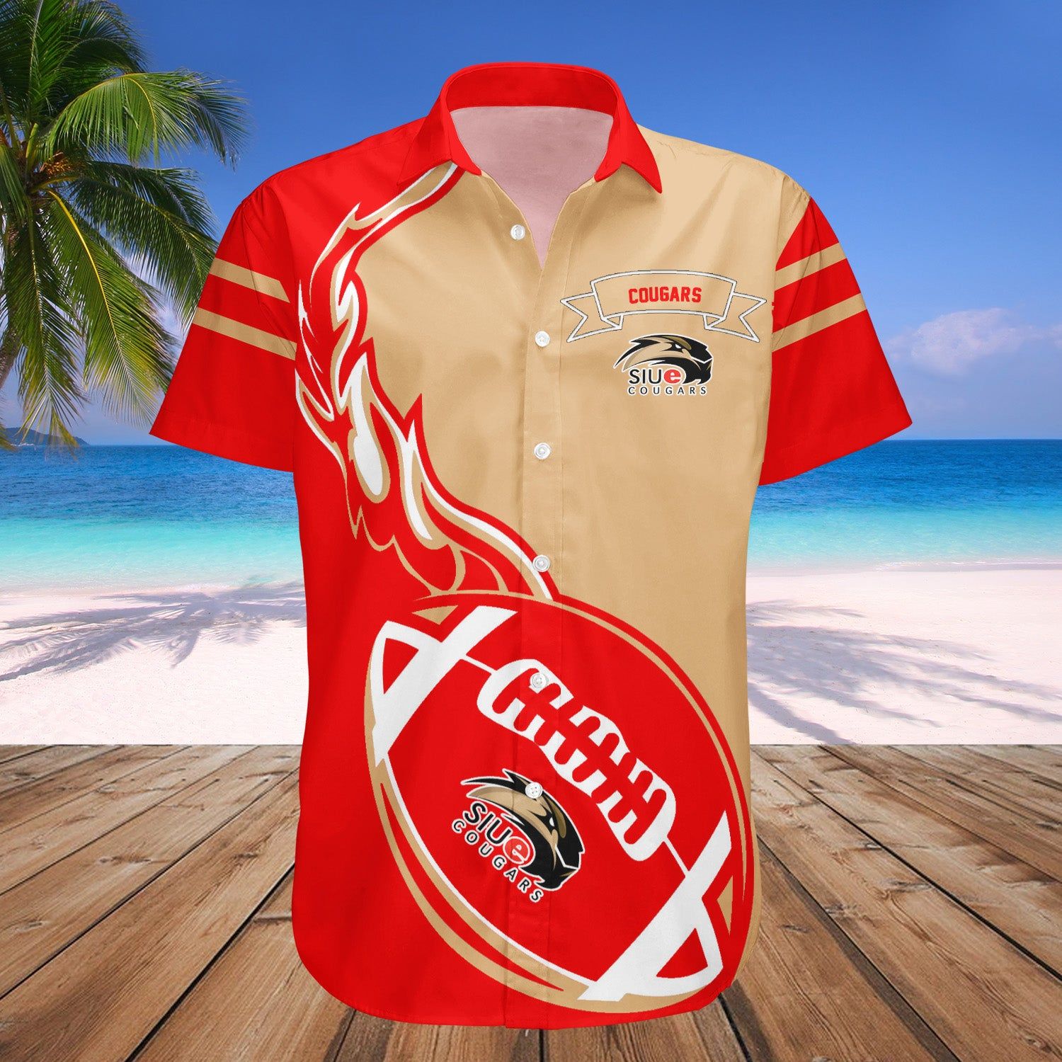 Siu Edwardsville Cougars Hawaii Shirt Flame Ball – NCAA