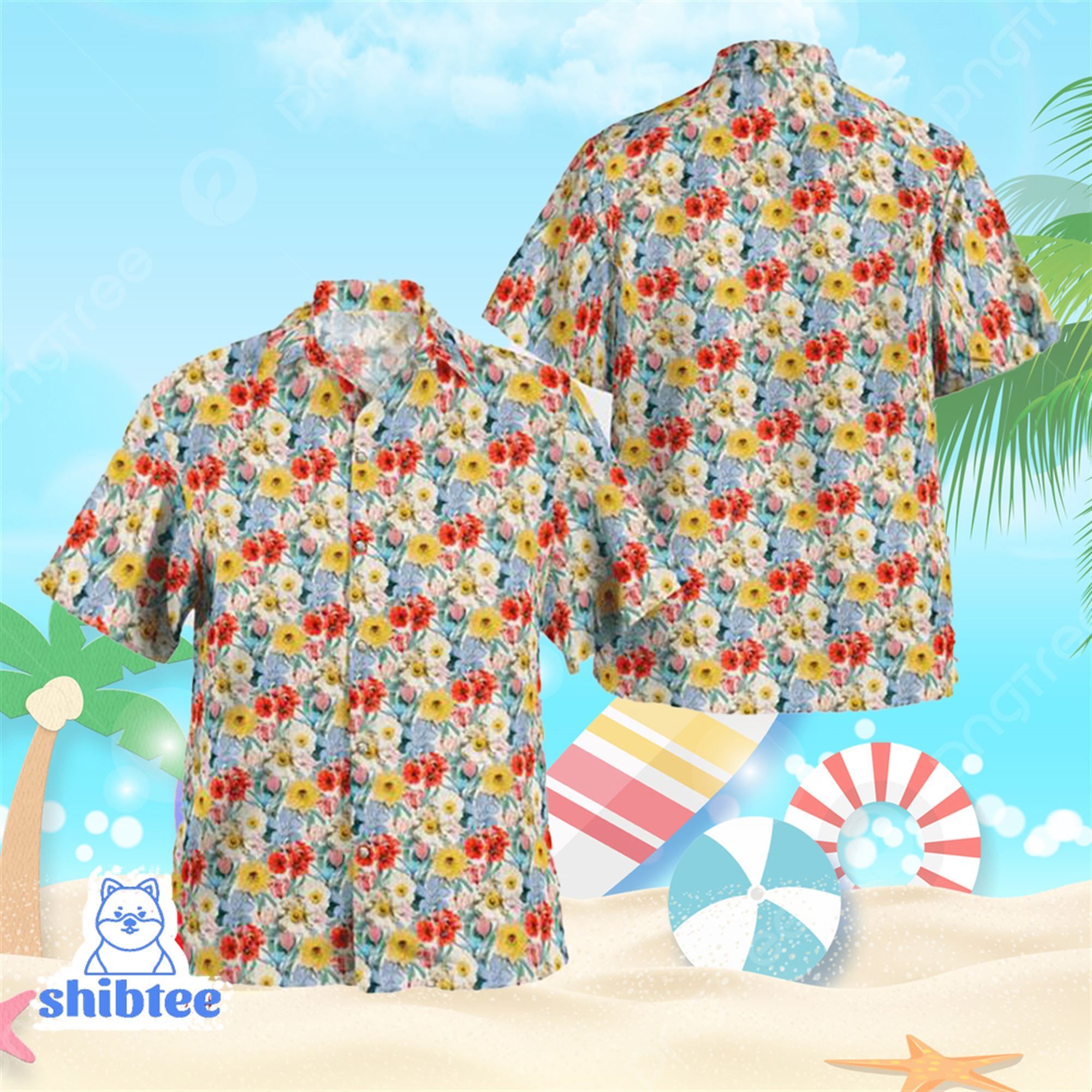 Skater Hawaiian Shirt with Multi Floral Design Skater Hawaiian Shirt with Multi Floral Design