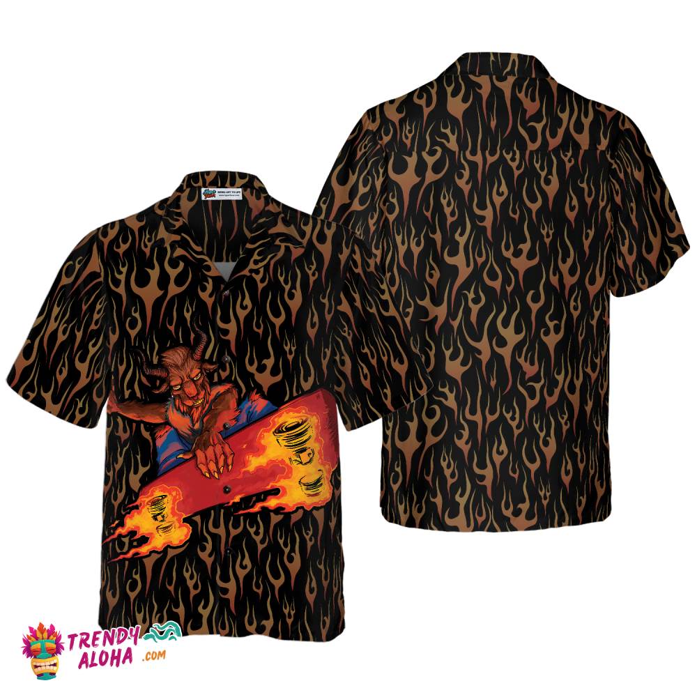 Skating Satan Gothic Hawaiian Shirt, Goth Hawaiian Shirt For Men And Women