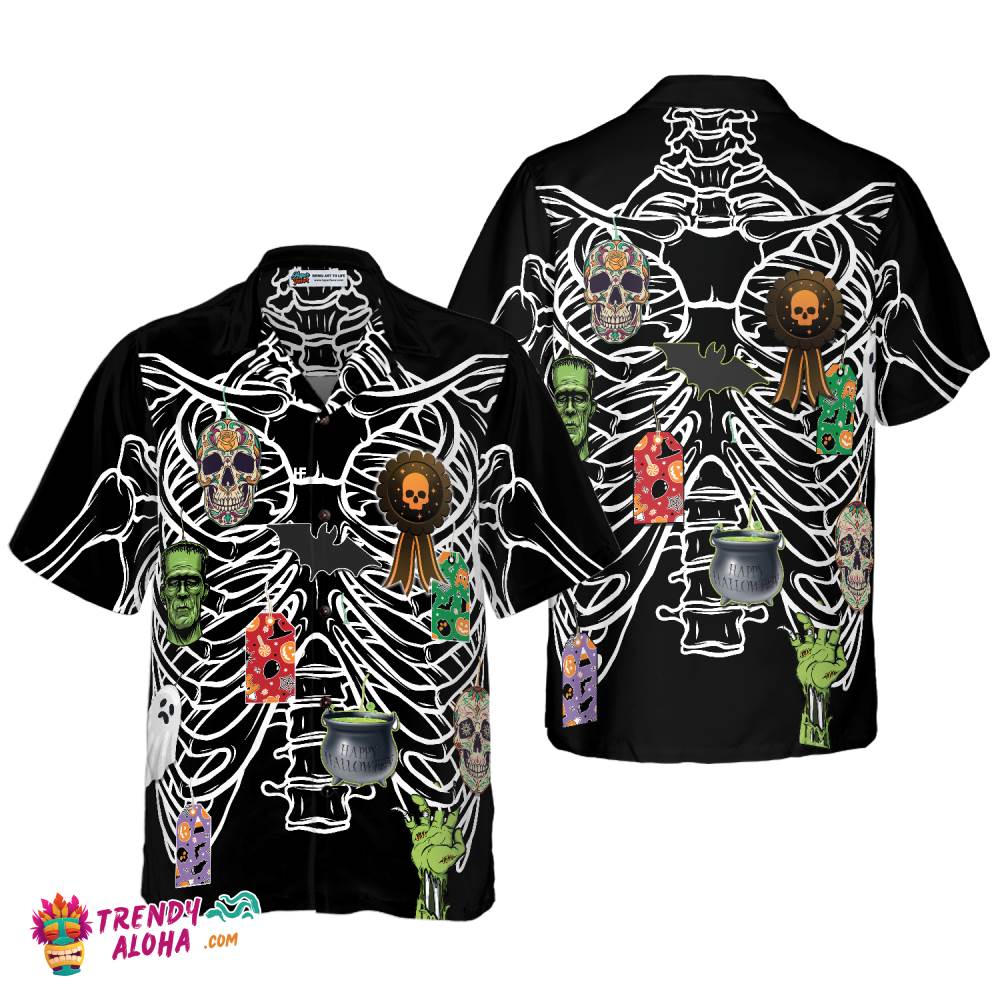Skeleton Decorate Halloween Hawaiian Shirt, Unique Halloween Shirt For Men And Women
