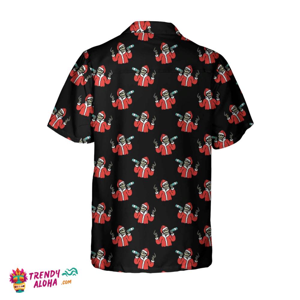 Skeleton Drinking In Santa Costume Hawaiian Shirt, Funny Santa Claus Christmas Shirt, Gift For Christmas
