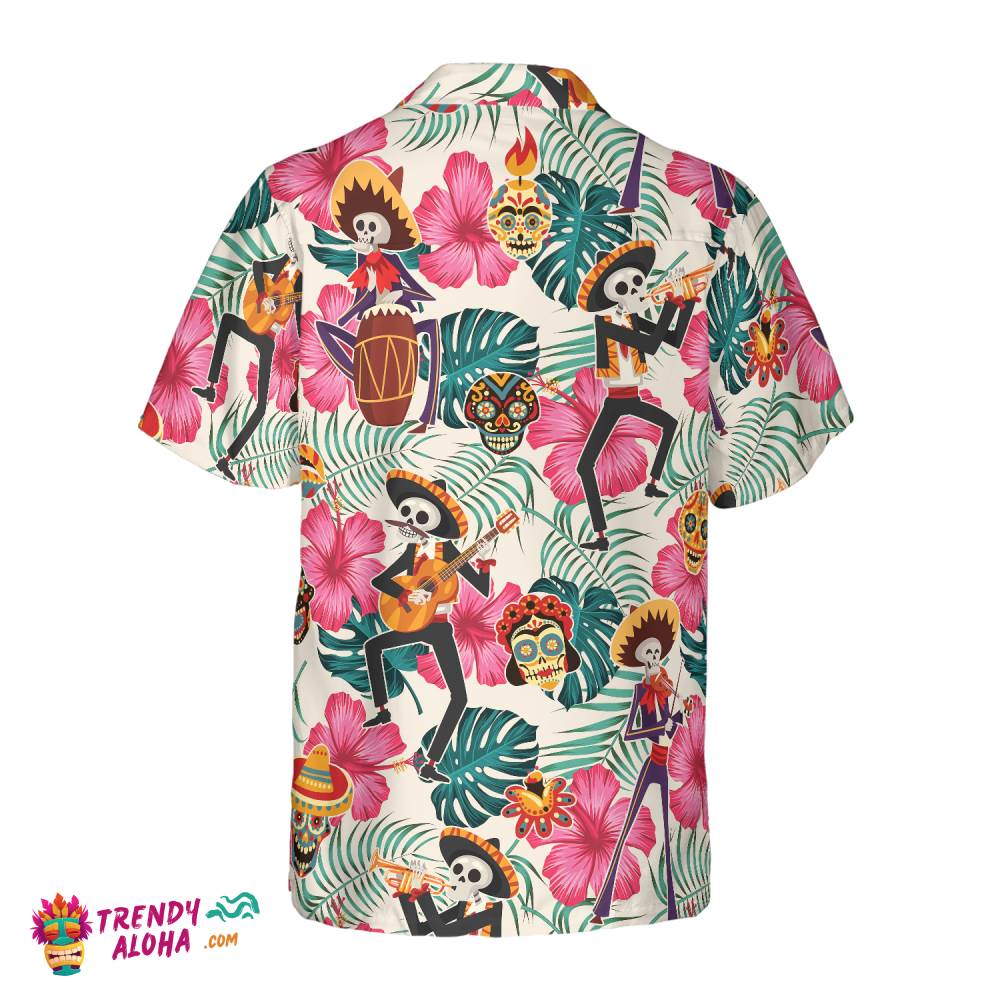 Skeleton In Mexican Costumes Hawaiian Shirt