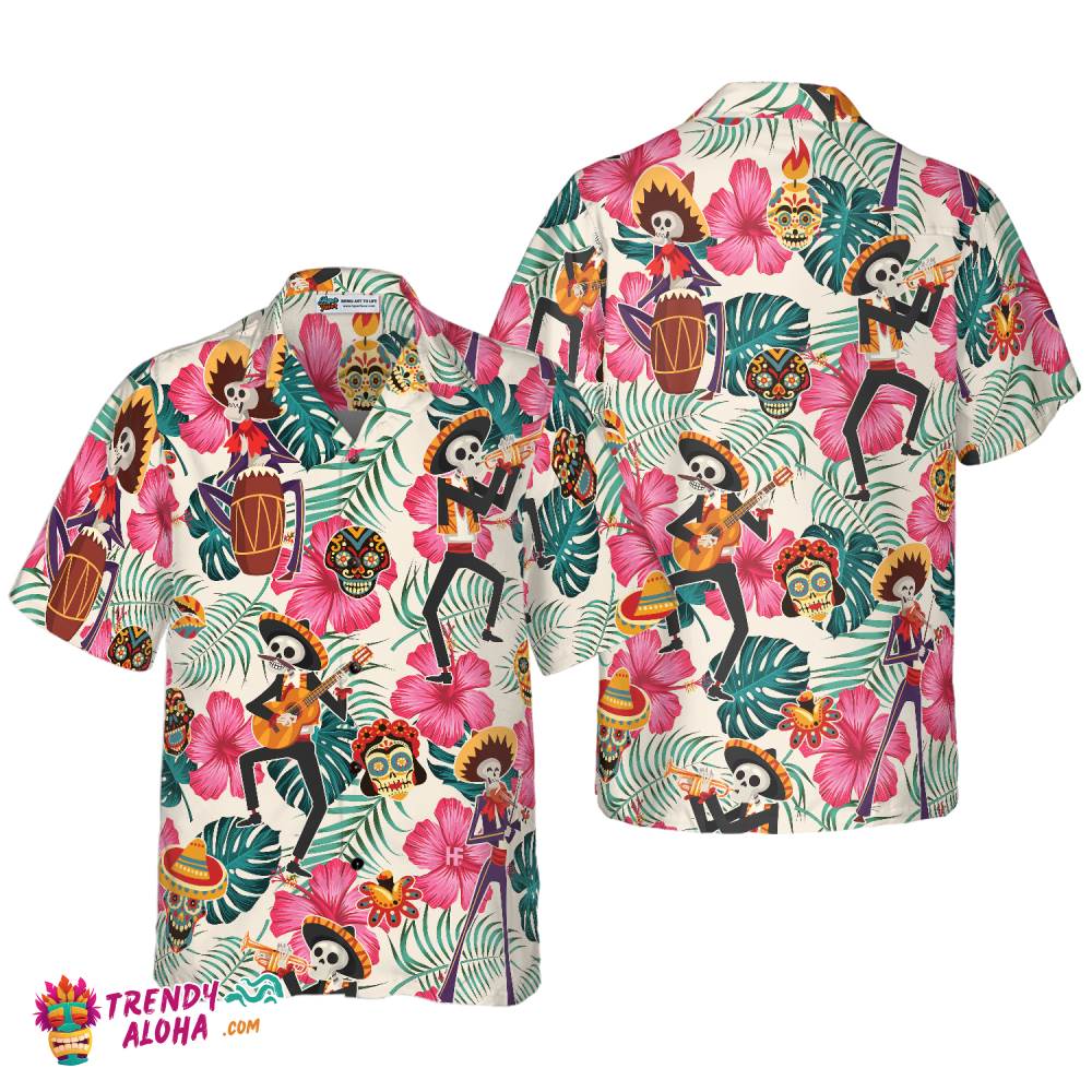 Skeleton In Mexican Costumes Hawaiian Shirt Skeleton In Mexican Costumes Hawaiian Shirt