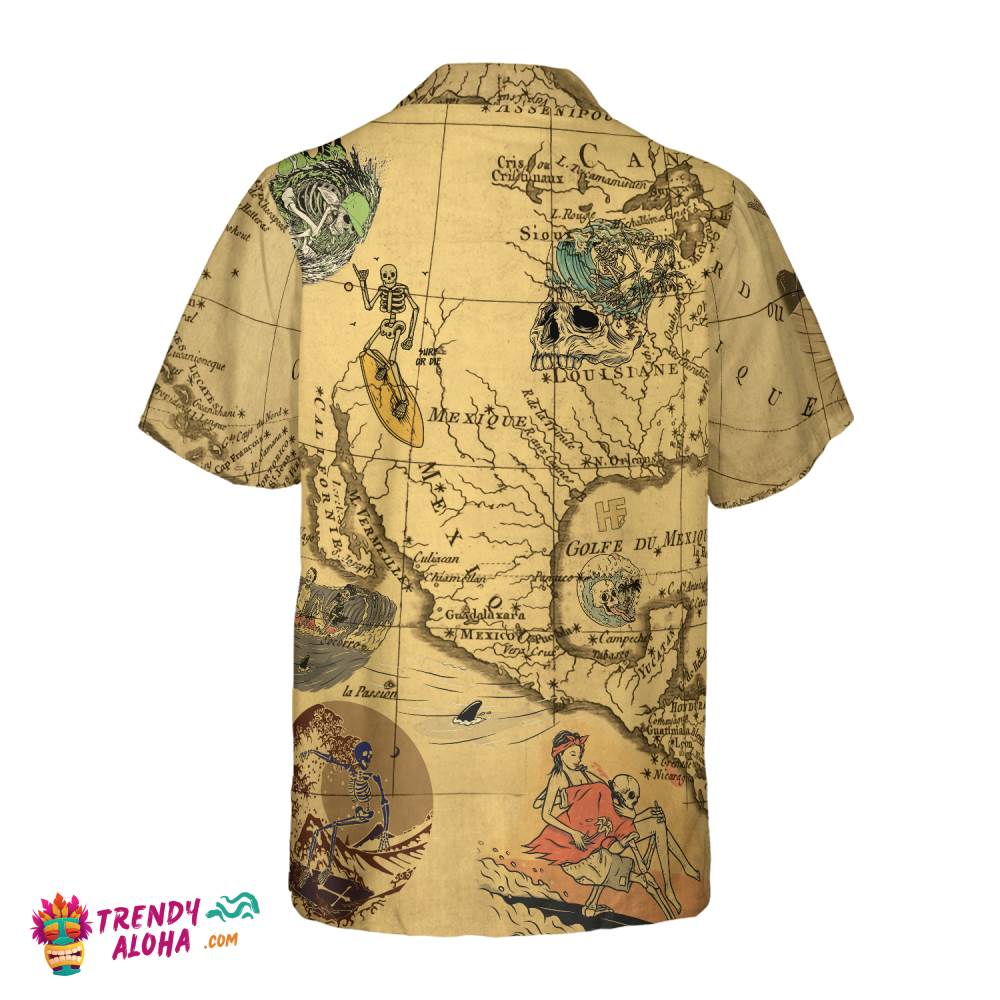 Skeleton Surfing Hawaiian Shirt
