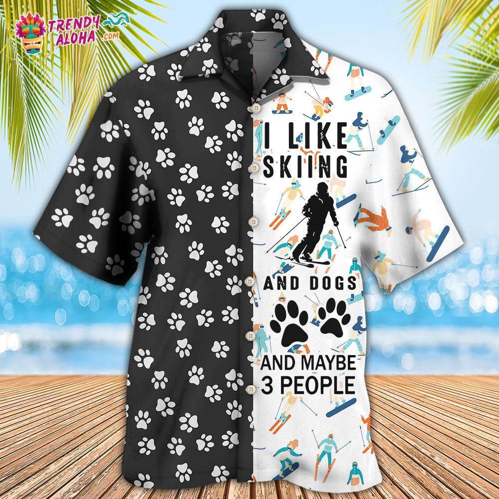Skiing I Like Skiing And Dogs Hawaiian Shirt – Trendy Aloha