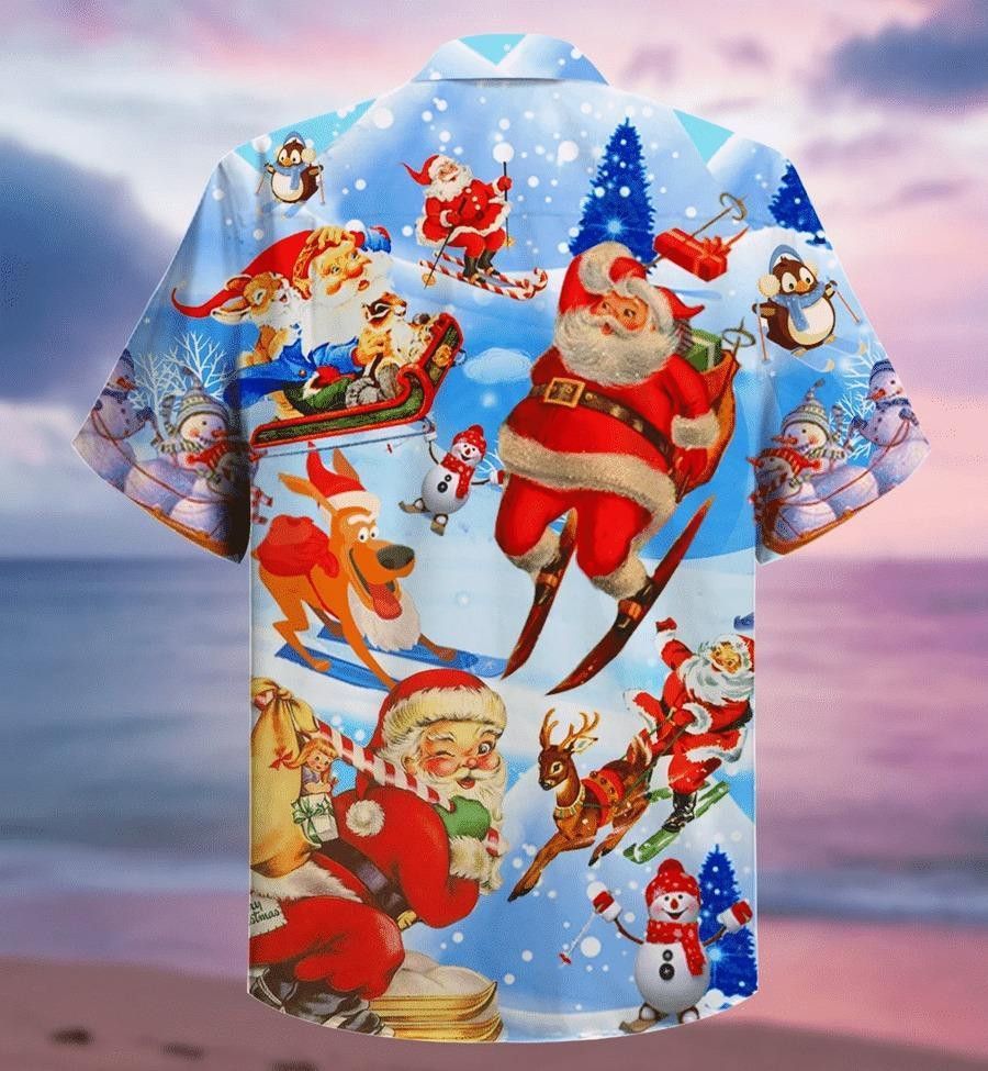 Skiing Santa Claus Trendy Hawaiian Shirt