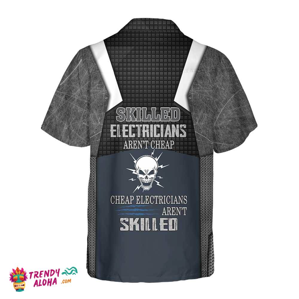 Skilled Electricians Skull Black Electrician Hawaiian Shirt For Men