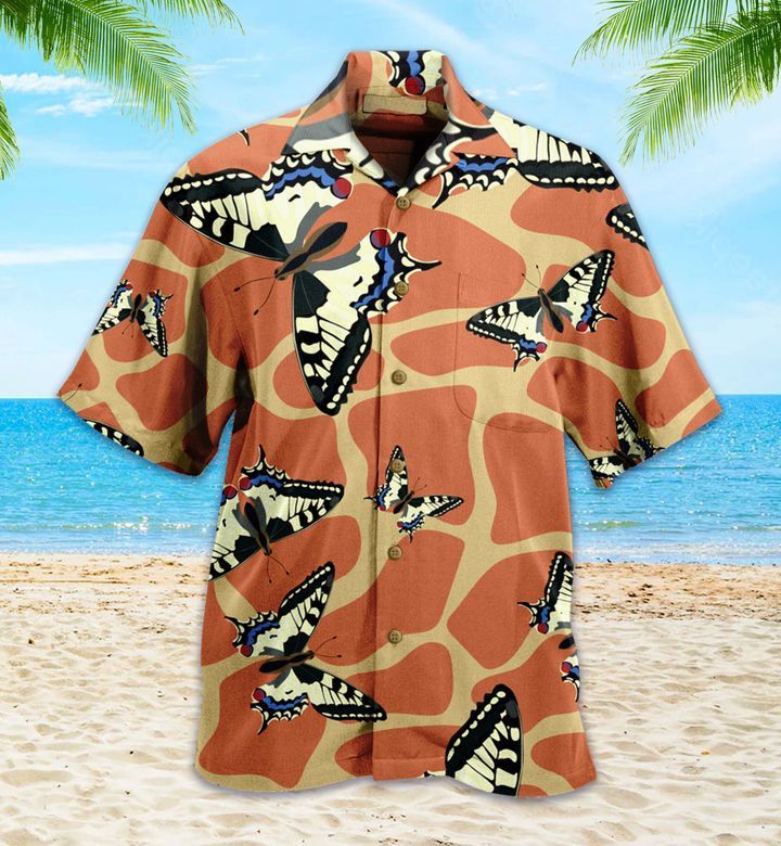 Skins Giraffe Machaon Butterflies Orange Trendy Hawaiian Shirt 3D Summer Gifts Skins Giraffe Machaon Butterflies Orange Trendy Hawaiian Shirt 3D Summer Gifts