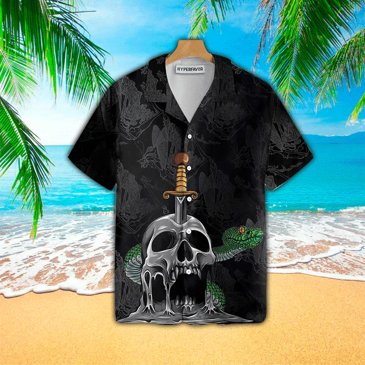 Skull & Snake Gothic Hawaiian Shirt Summer Gifts