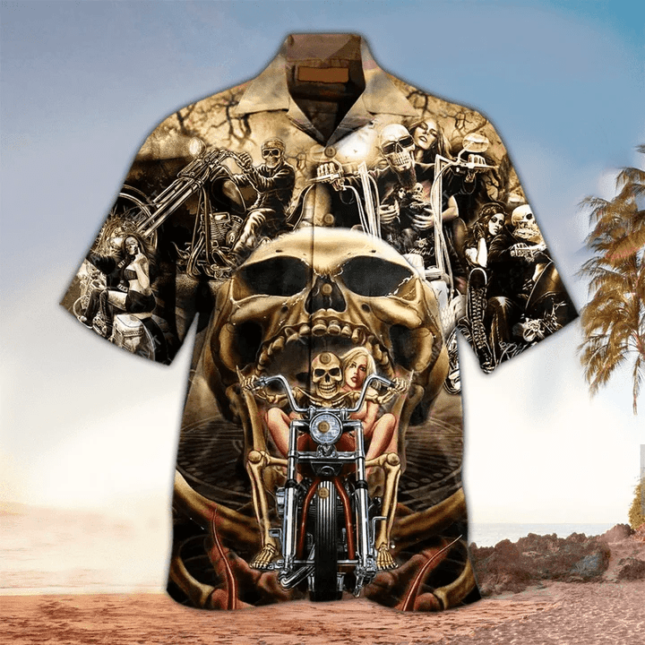 Skull 3D All Printed Black Hawaii Shirt, Perfect Trendy Hawaiian Shirt For Skull Lover, Trendy Hawaiian Shirt For Men