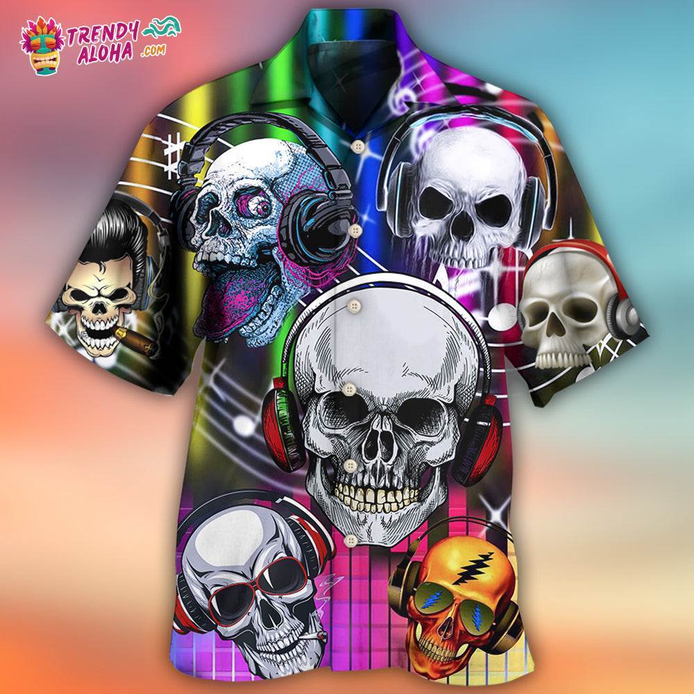 Skull Aloha Skull Music Lets Get High Hawaiian Shirt – Trendy Aloha