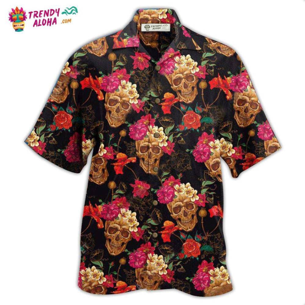 Skull Amazing Flowers Sugar Hawaiian Shirt – Trendy Aloha Skull Amazing Flowers Sugar Hawaiian Shirt – Trendy Aloha