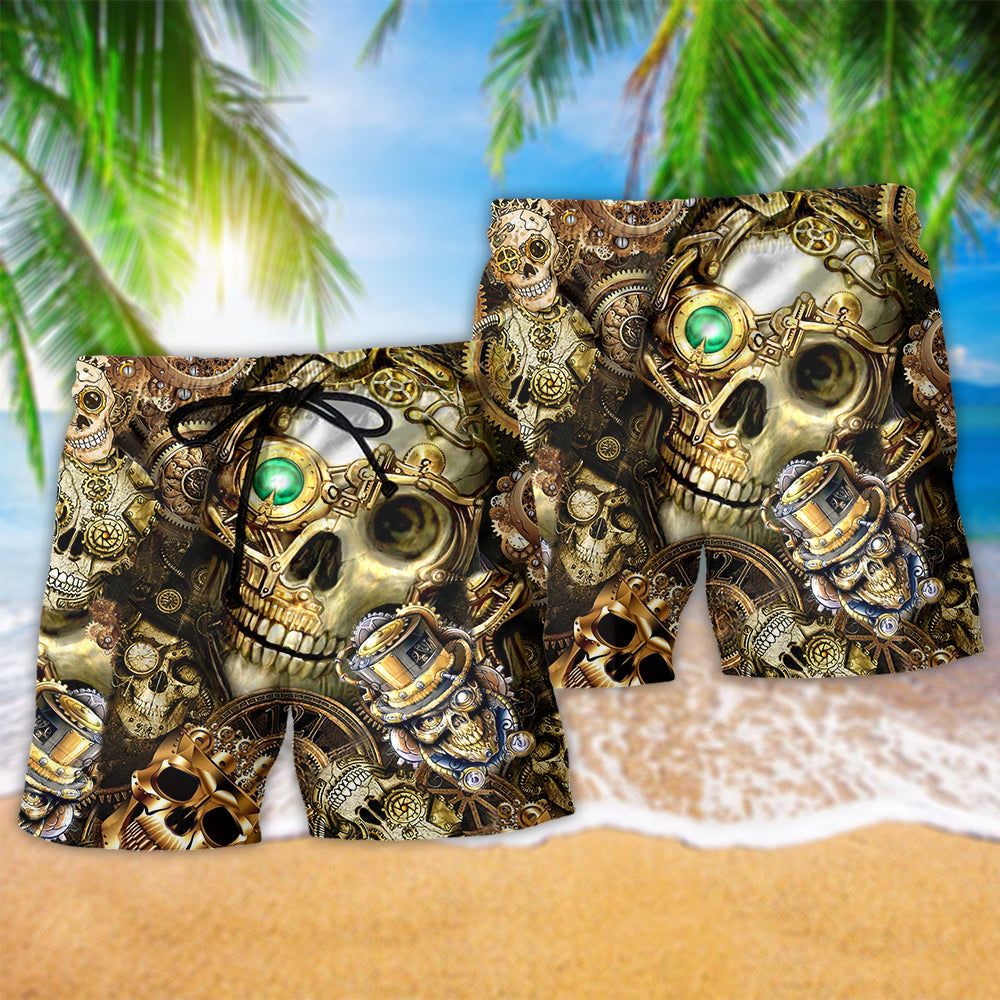 Skull Amazing Steampunk Vintage Trendy Aloha Hawaiian Beach Shorts