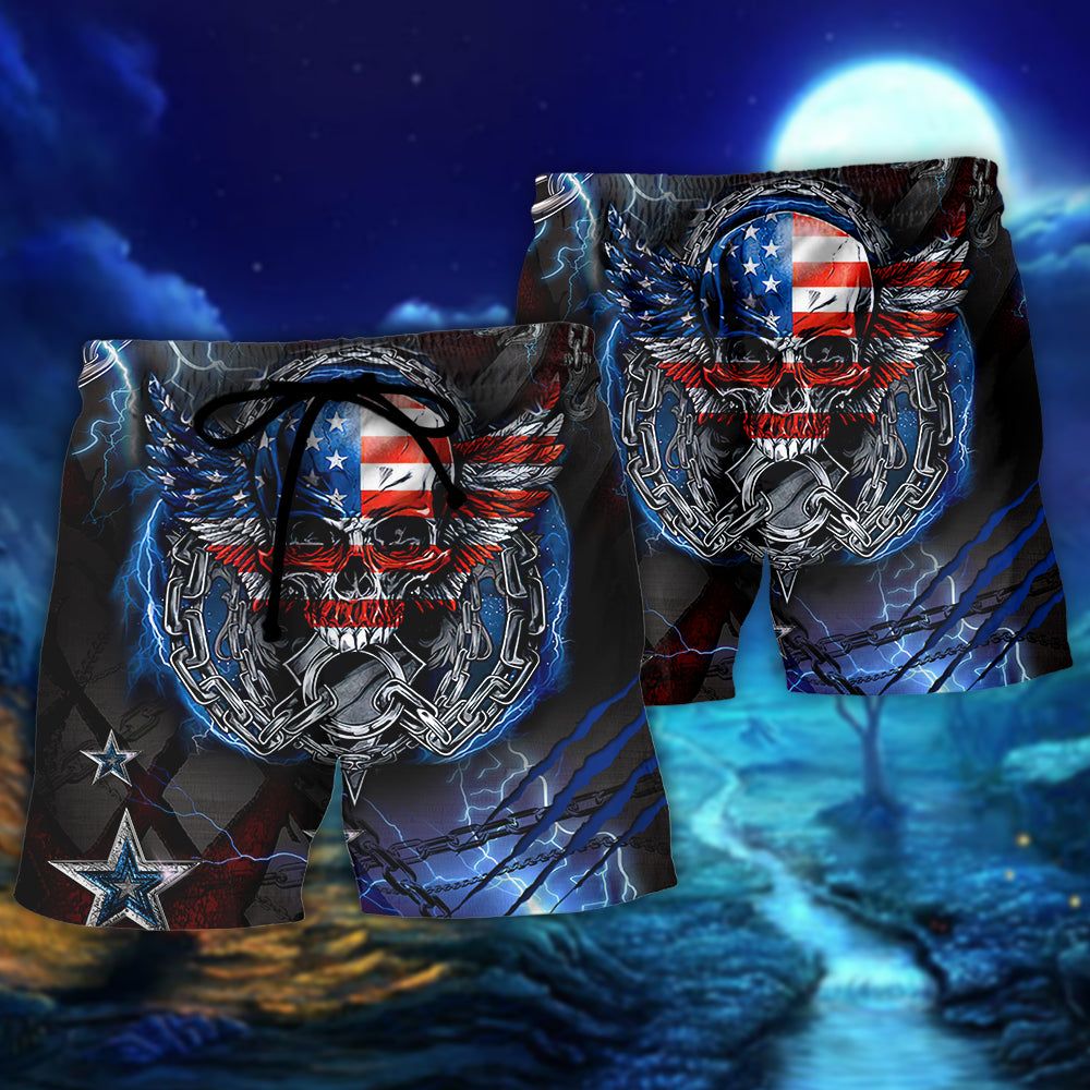 Skull America Live It Love It Or Get The Hell Out Trendy Aloha Hawaiian Beach Shorts